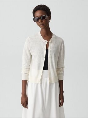 Theory Cream Women's Crewneck Button Cardigan